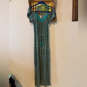 Xhilaration Teal and Black Patterned Dress